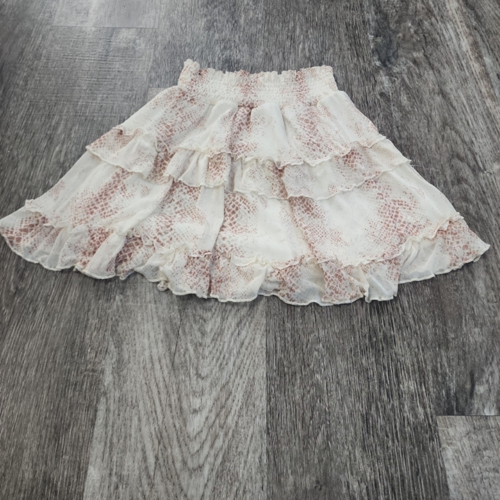 Altard State Cream and Burnt Orange Ruffled Skirt